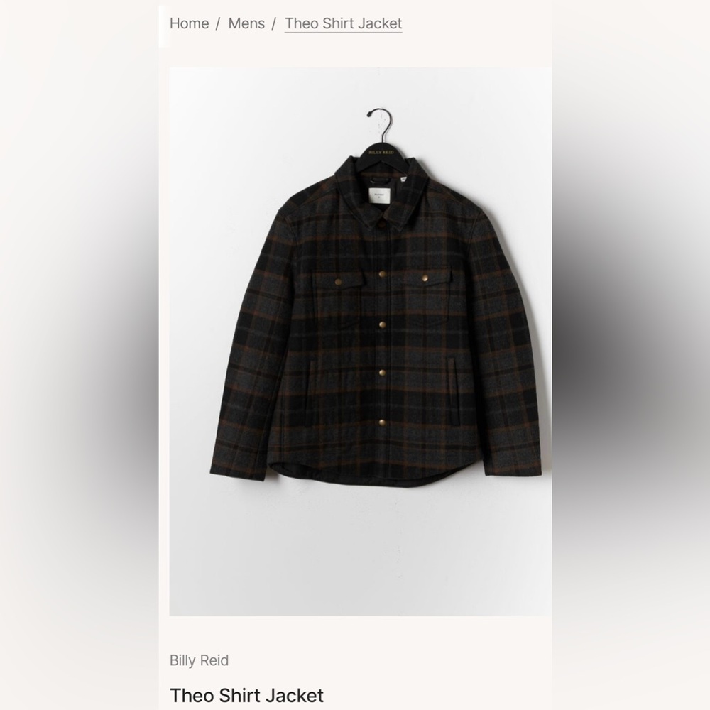 Billy Reid Men's Theo Shirt Jacket Black Plaid Size L